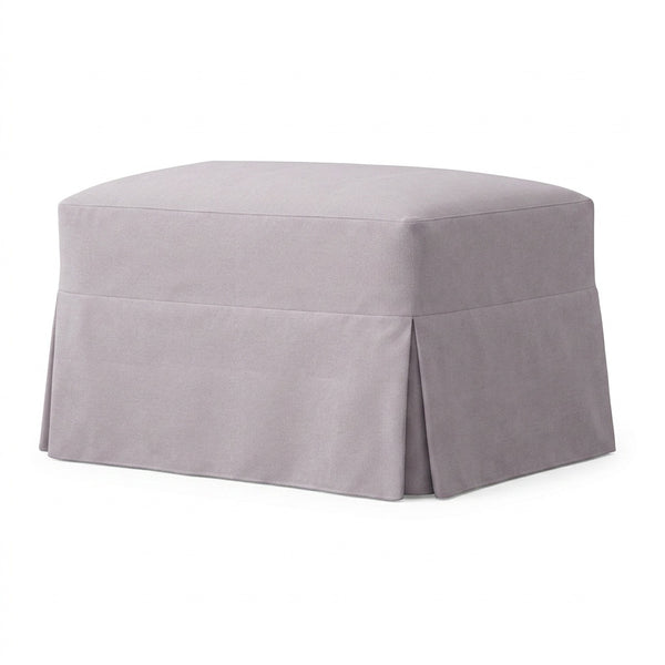 Gray Smoke Canvas Custom Ottoman Slipcover