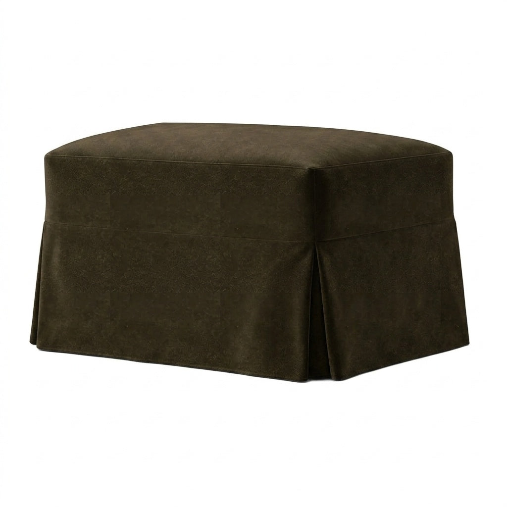 Durable Army Green Custom Ottoman Slipcover