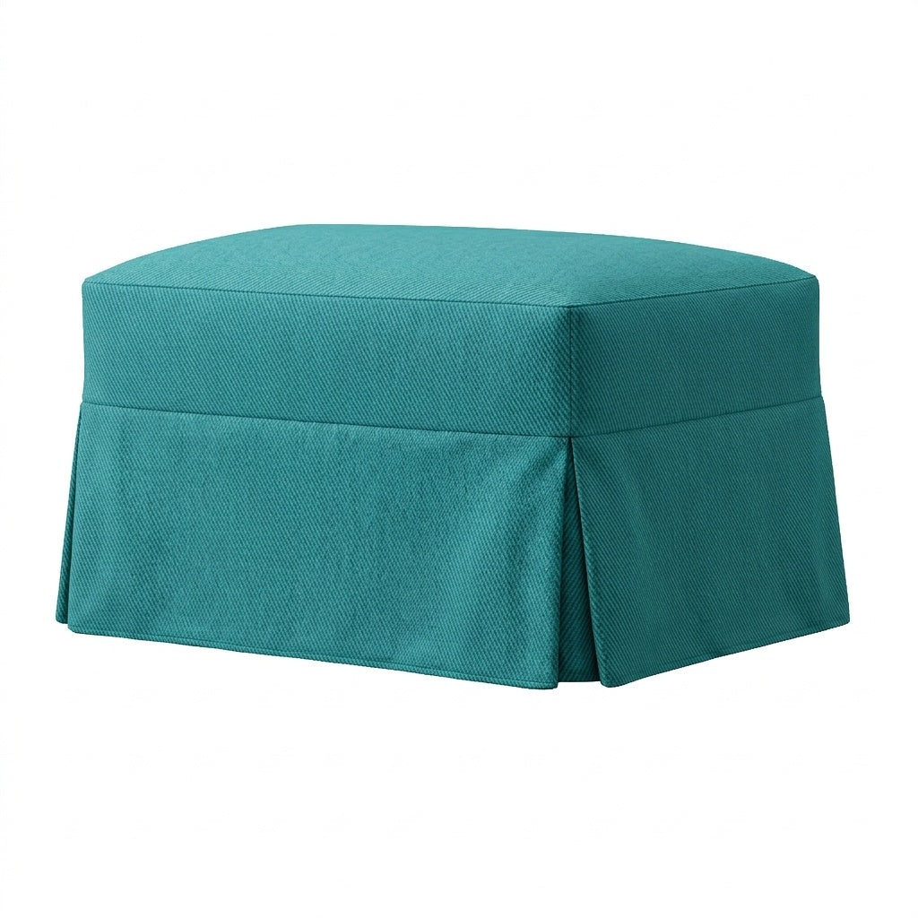 Coastal Teal Custom Ottoman Slipcover
