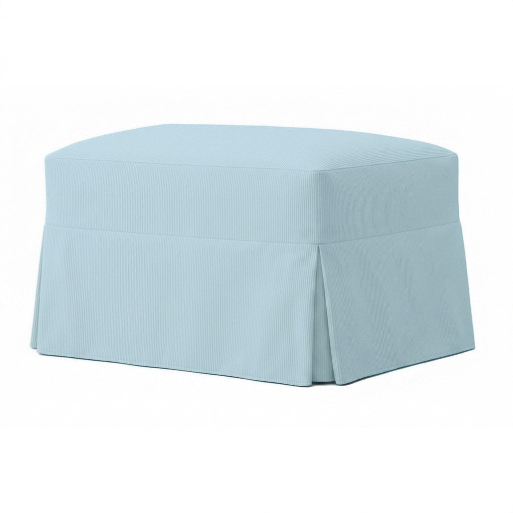 Sky Blue Twill Custom Ottoman Slipcover