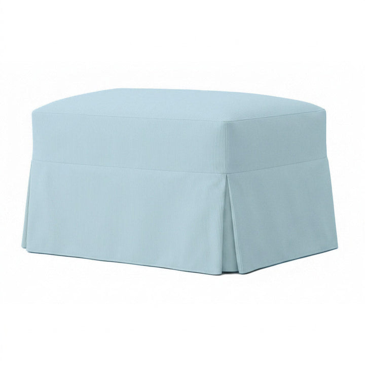 Sky Blue Twill Custom Ottoman Slipcover