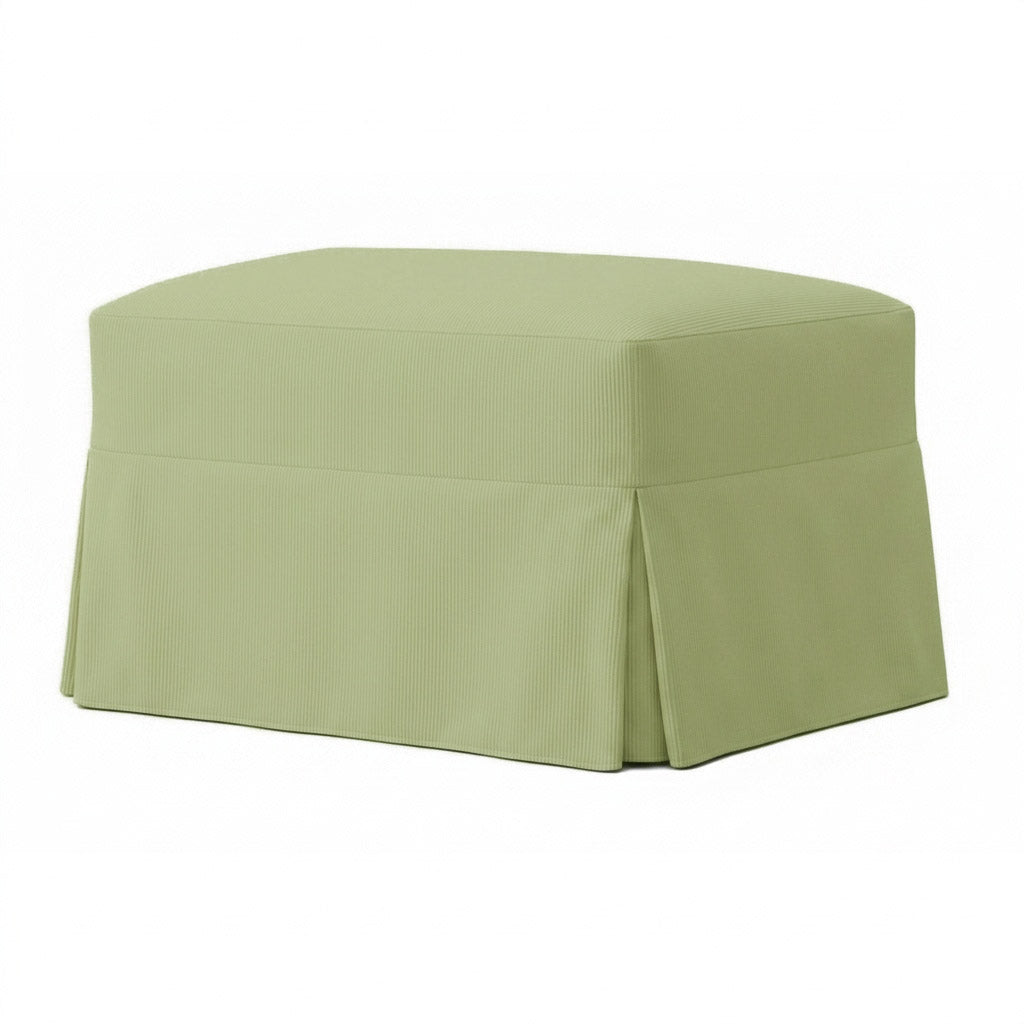 Basil Green Twill Custom Ottoman Slipcover