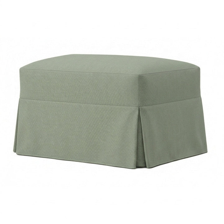 Soft Sage performance weave custom ottoman slipcover