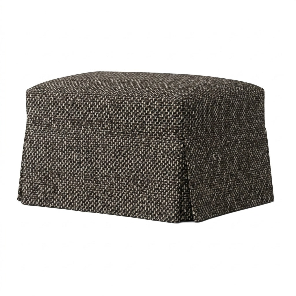 Midnight Charcoal Premium Weave custom ottoman cover in midnight charcoal
