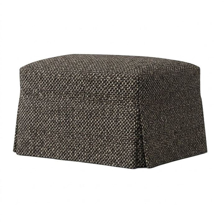 Midnight Charcoal Premium Weave custom ottoman cover in midnight charcoal