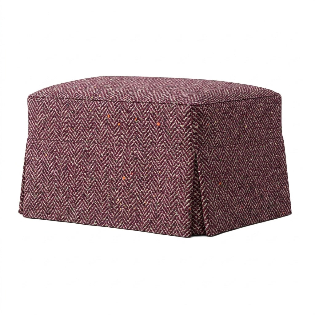 Ruby Cheer Premium Weave custom ottoman cover in ruby red