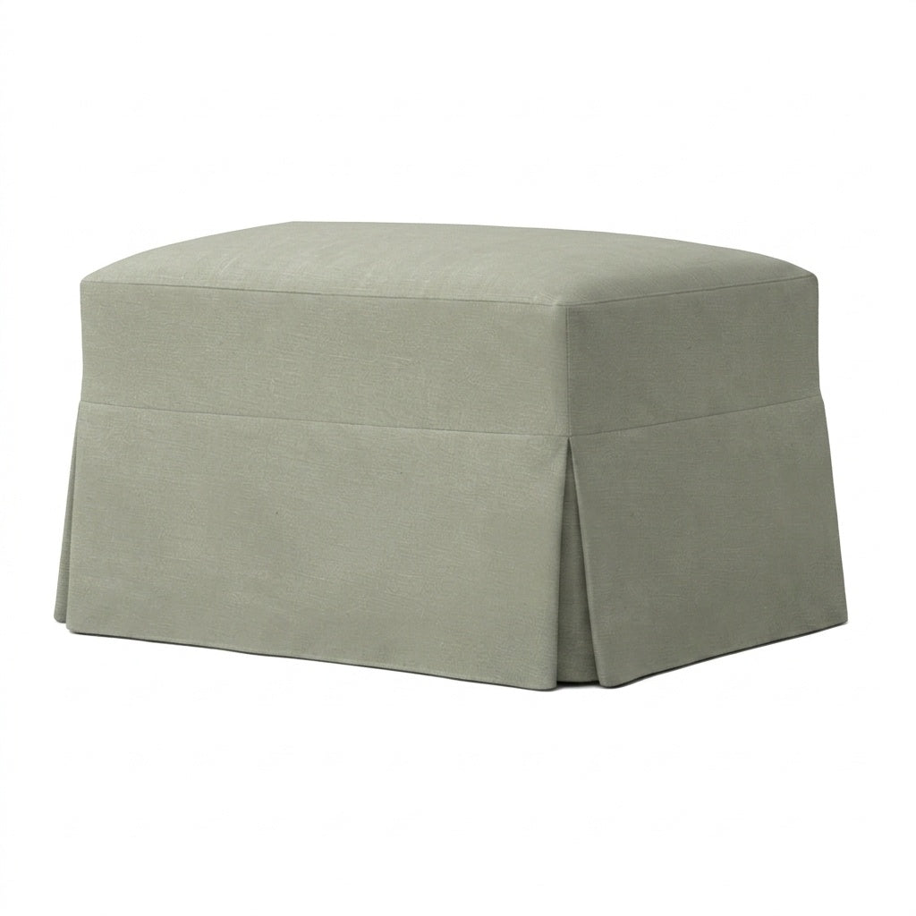 Durable Cool Gray Ripstop Custom Ottoman Slipcover