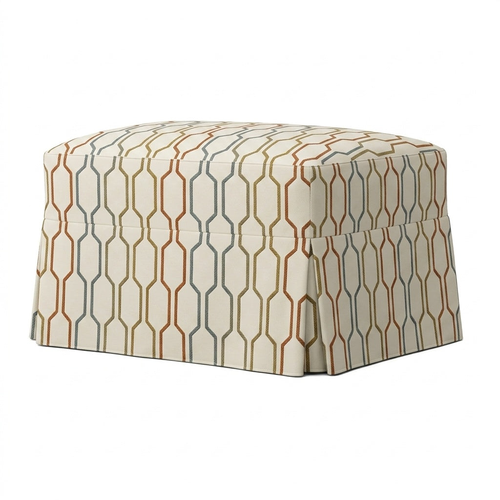 Mid-Century Chain Stripe Custom Ottoman Slipcover