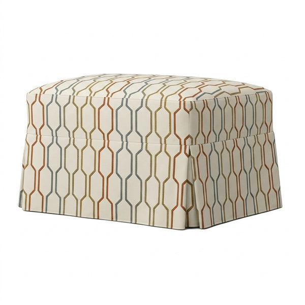 Mid-Century Chain Stripe Custom Ottoman Slipcover