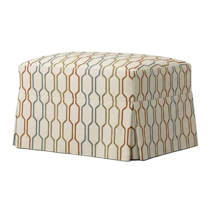 Mid-Century Chain Stripe Custom Ottoman Slipcover