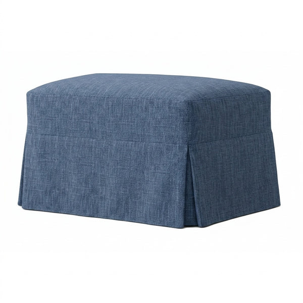 Chambray Blue Custom Ottoman Cover