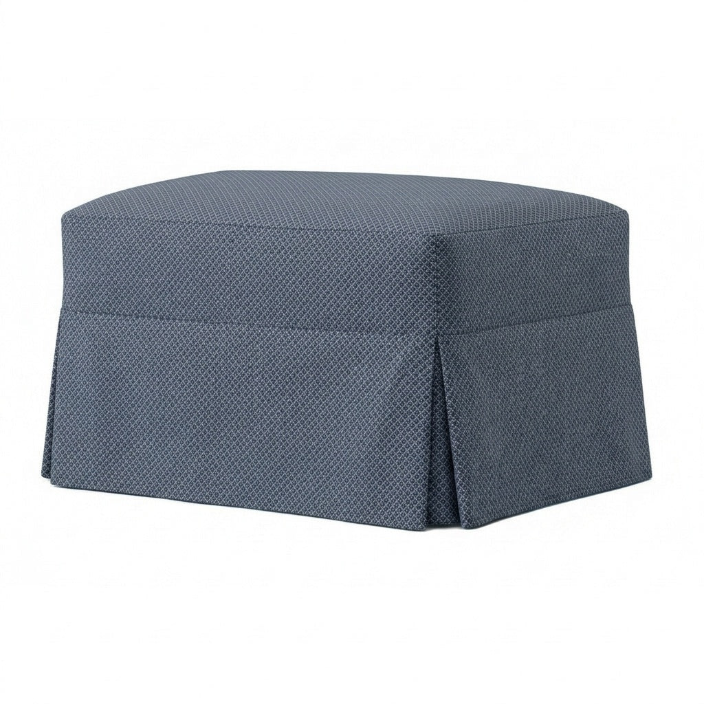 Steel Blue Diamond indoor/outdoor custom ottoman slipcover