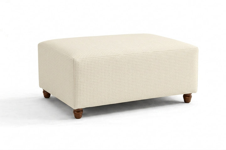 FlexFit Soft White Custom Ottoman Slipcover