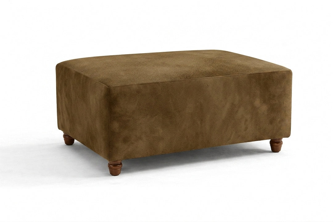 Chestnut Brown Stretch Suede Custom Ottoman Slipcover