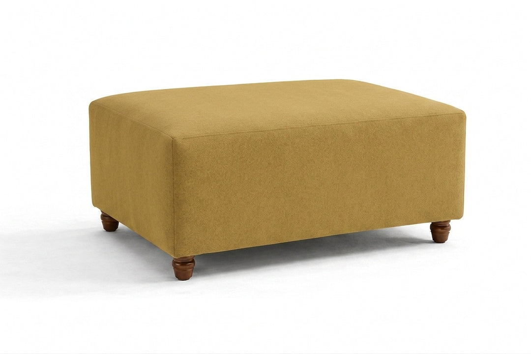 Golden Khaki Stretch Suede Custom Ottoman Slipcover