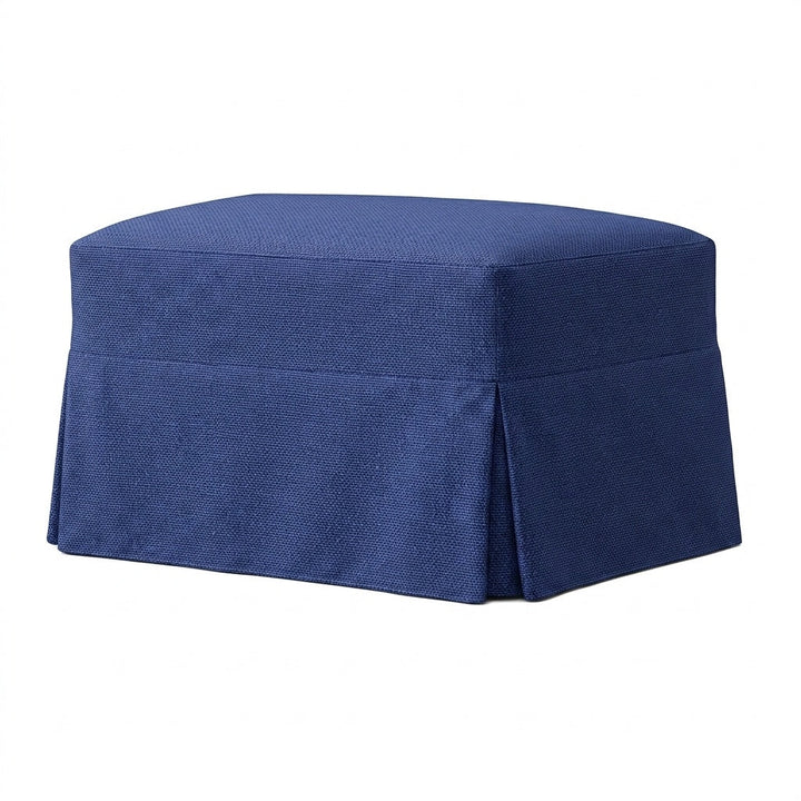 Royal Navy Outdoor Performance custom ottoman cover in royal navy