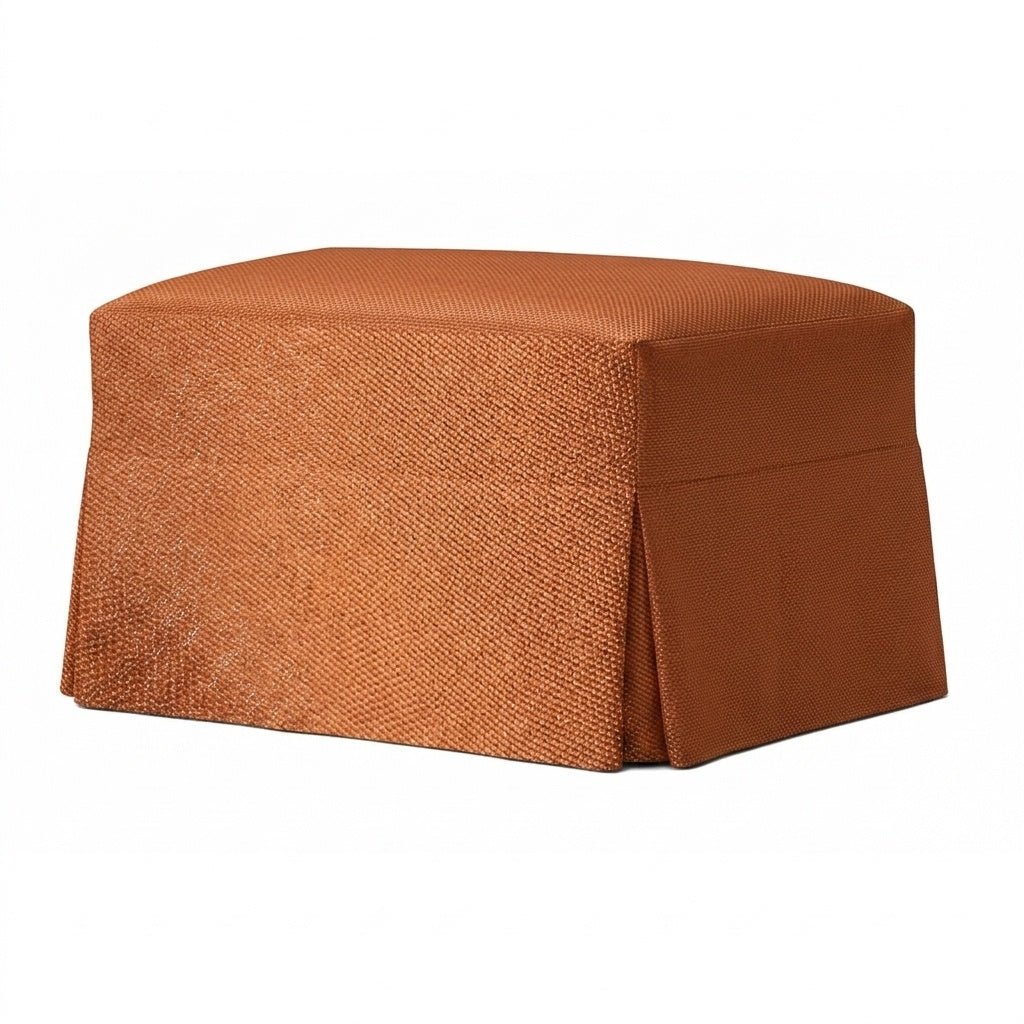 Terracotta Sun Outdoor Performance custom ottoman cover in terracotta