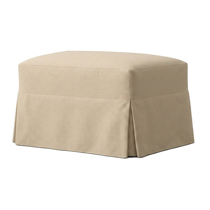 Khaki Outdoor Performance custom ottoman cover in khaki