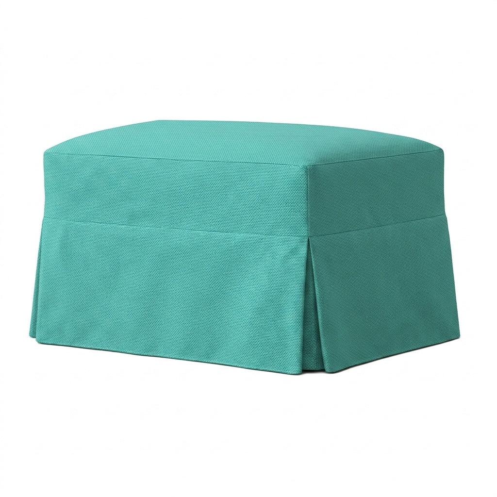 Turquoise Outdoor Performance custom ottoman cover in bright turquoise