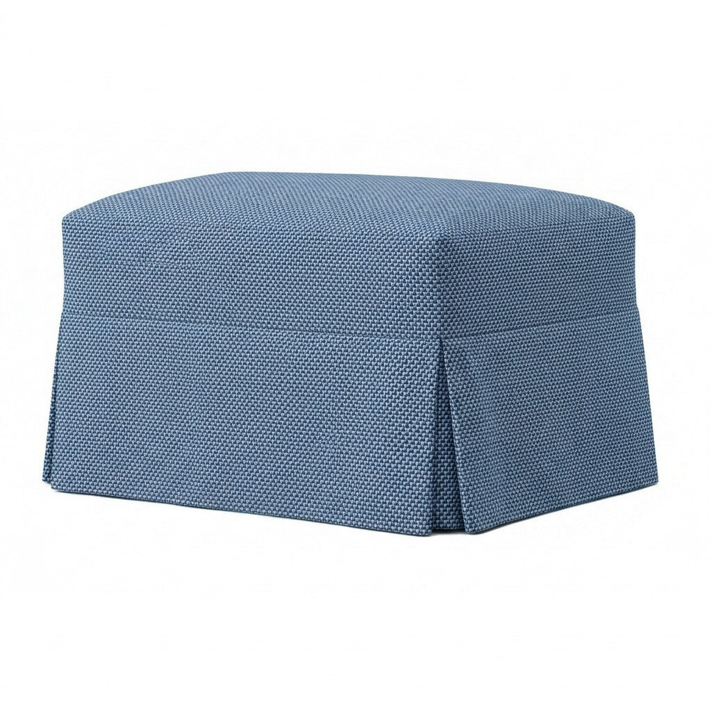 Sunbrella® Wave Blue indoor/outdoor custom ottoman slipcover