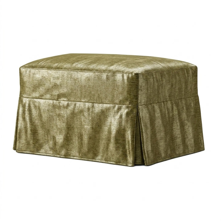 Fresh Olive Chenille Custom Ottoman Cover