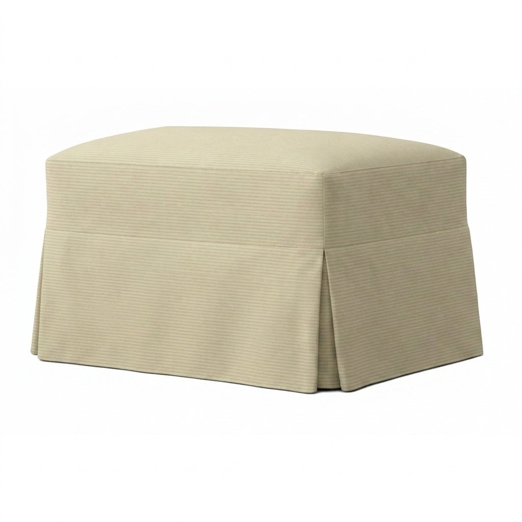 Buttercup Cream Poplin Custom Ottoman Slipcover