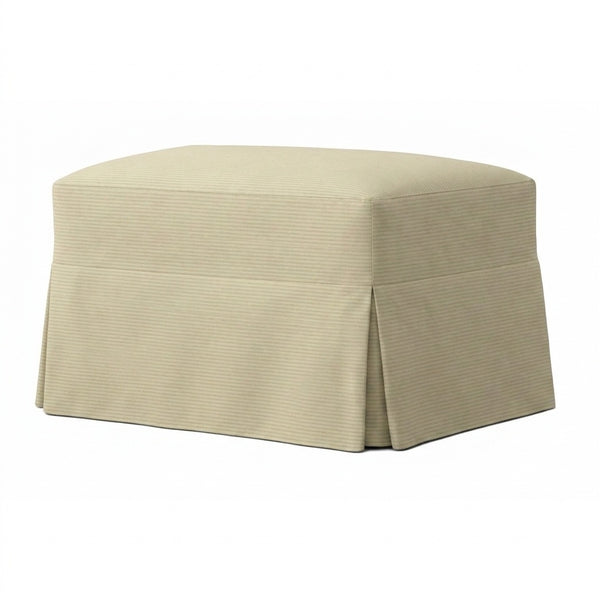 Buttercup Cream Poplin Custom Ottoman Slipcover
