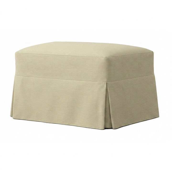 Buttercup Cream Poplin Custom Ottoman Slipcover