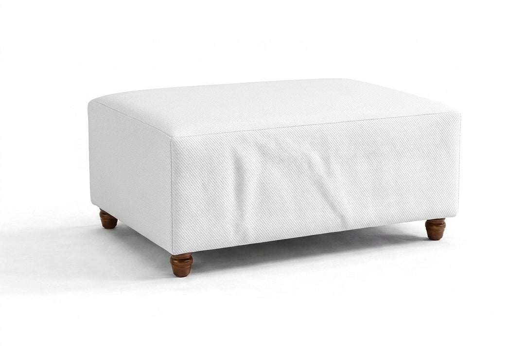 SoftCurve White Twill Custom Ottoman Cover