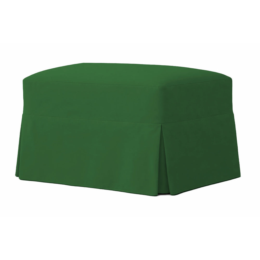 Hunter Green Poplin Custom Ottoman Slipcover