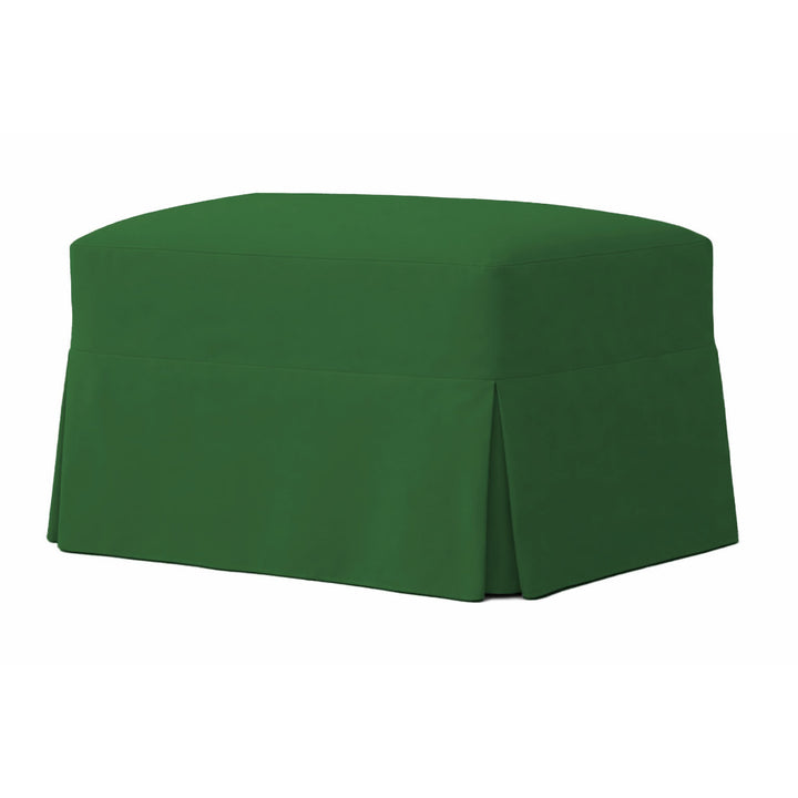 Hunter Green Poplin Custom Ottoman Slipcover