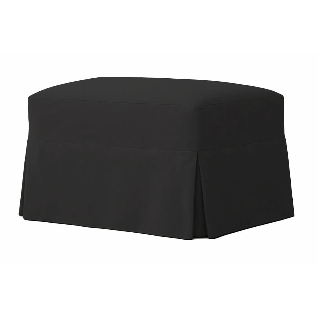 Pure Black Canvas Custom Ottoman Slipcover