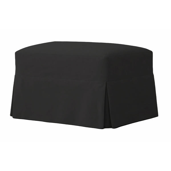 Pure Black Canvas Custom Ottoman Slipcover
