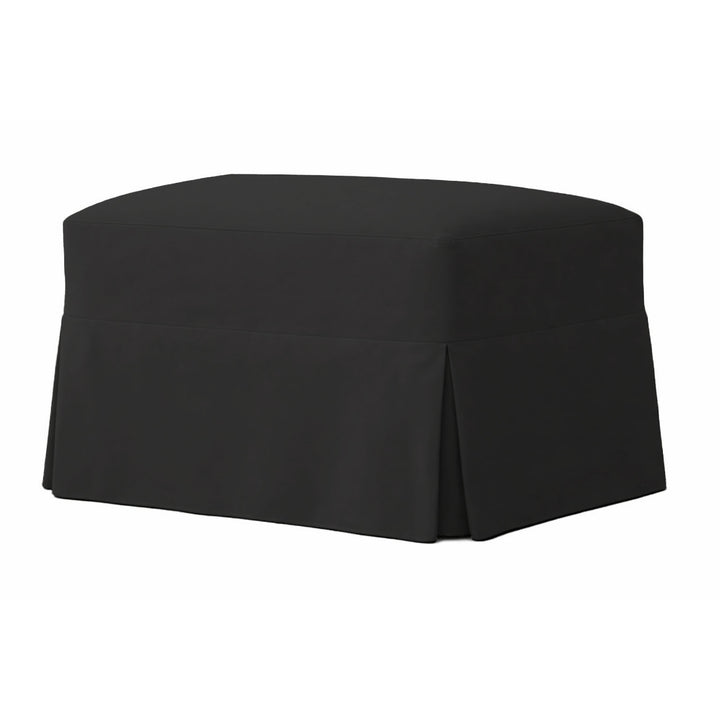 Pure Black Canvas Custom Ottoman Slipcover