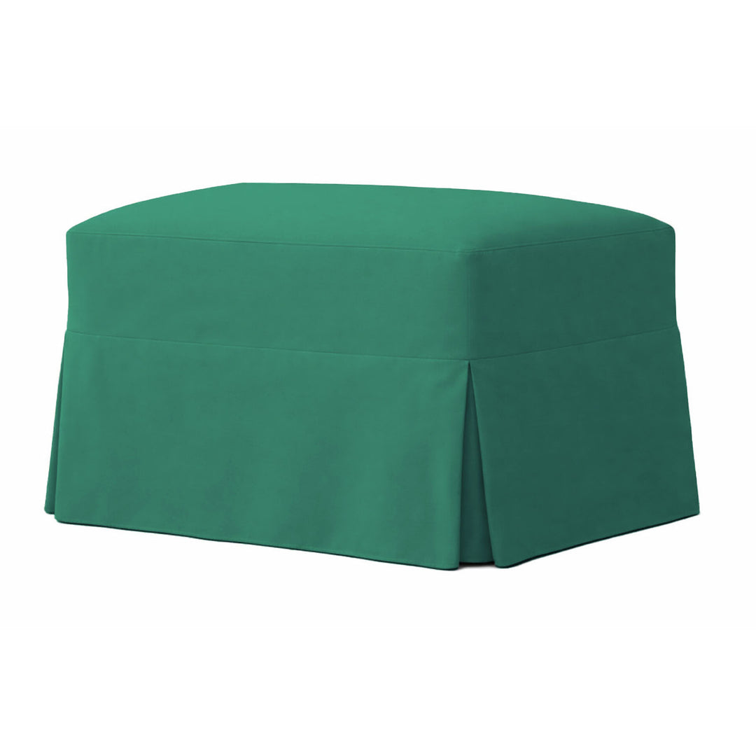 Teal Poplin Custom Ottoman Slipcover