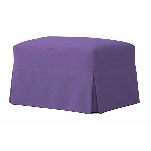Purple Poplin Custom Ottoman Slipcover