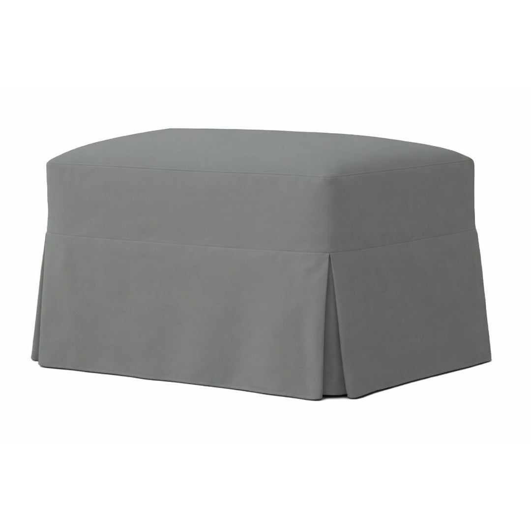 Gray Smoke Canvas Custom Ottoman Slipcover