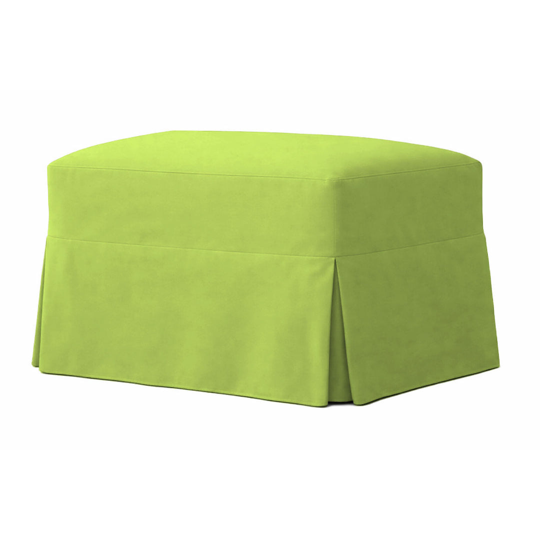 Lime Green Poplin Custom Ottoman Slipcover