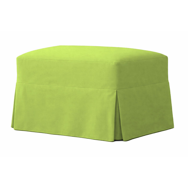 Lime Green Poplin Custom Ottoman Slipcover
