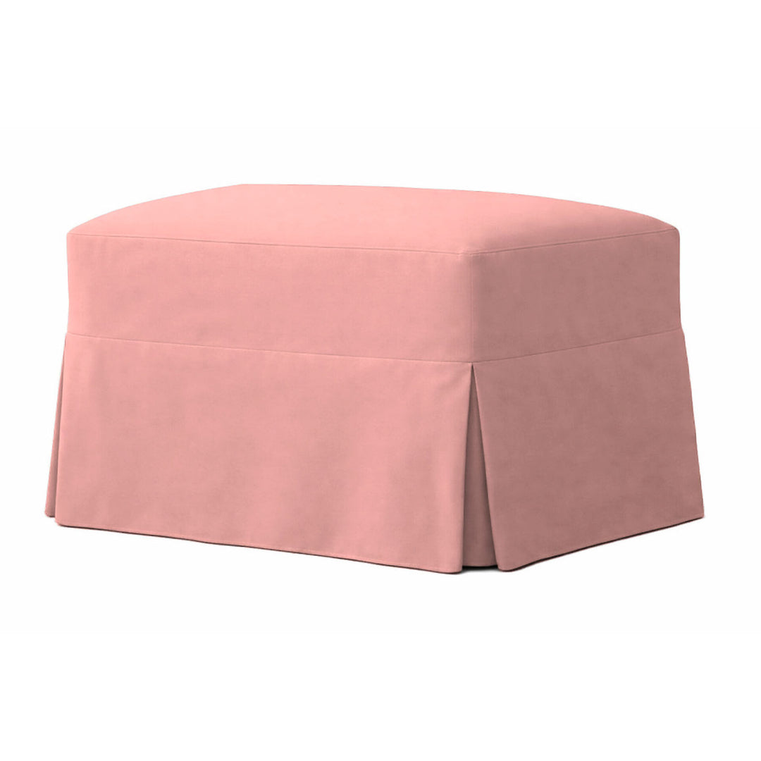 Pastel Pink Poplin Custom Ottoman Slipcover
