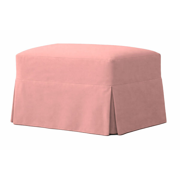 Pastel Pink Poplin Custom Ottoman Slipcover