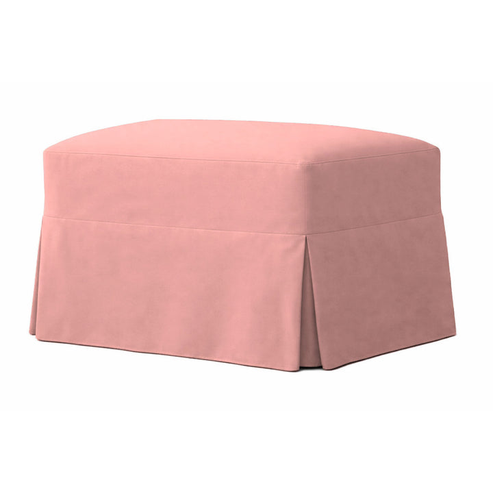 Pastel Pink Poplin Custom Ottoman Slipcover