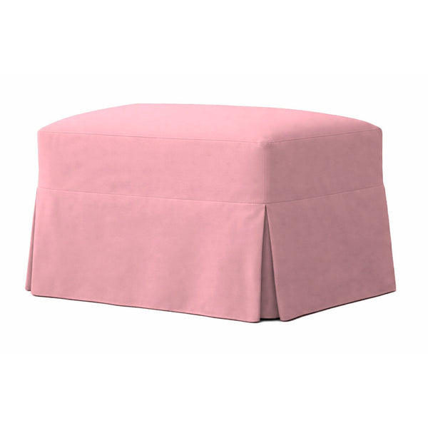 Blush Pink Canvas Custom Ottoman Slipcover