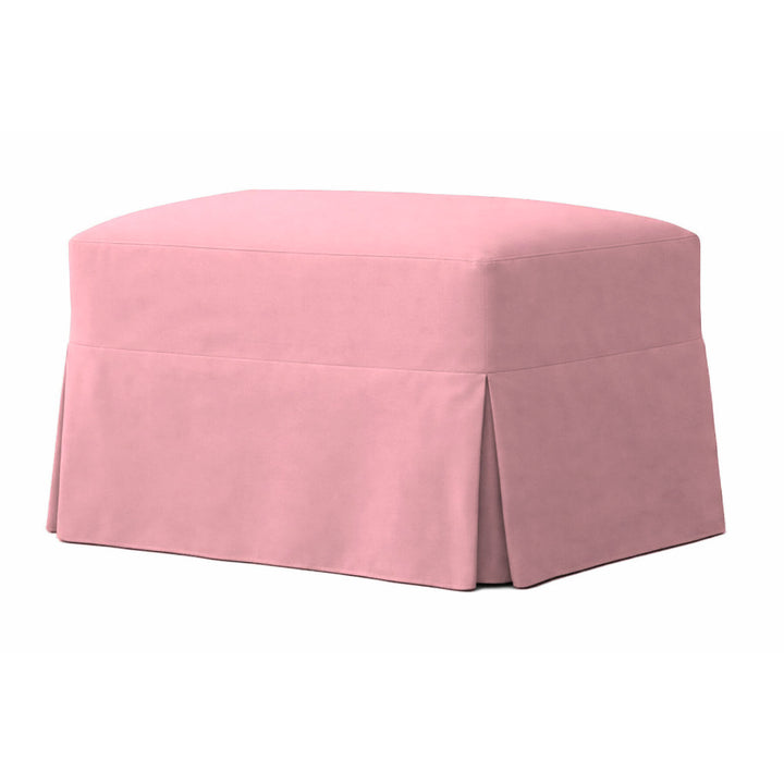 Blush Pink Canvas Custom Ottoman Slipcover