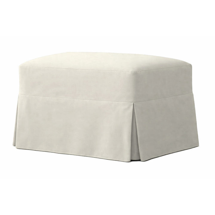 Off-White Twill Custom Ottoman Slipcover