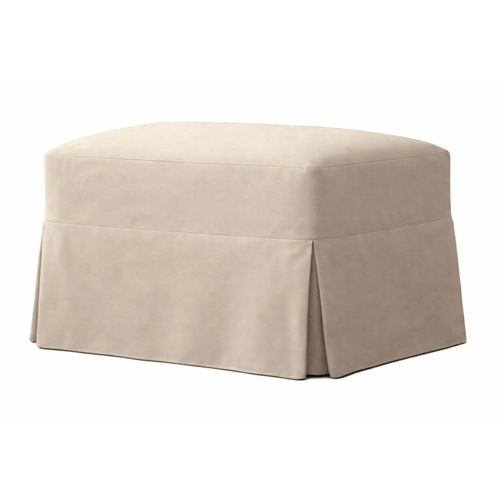 Natural White Canvas Custom Ottoman Slipcover