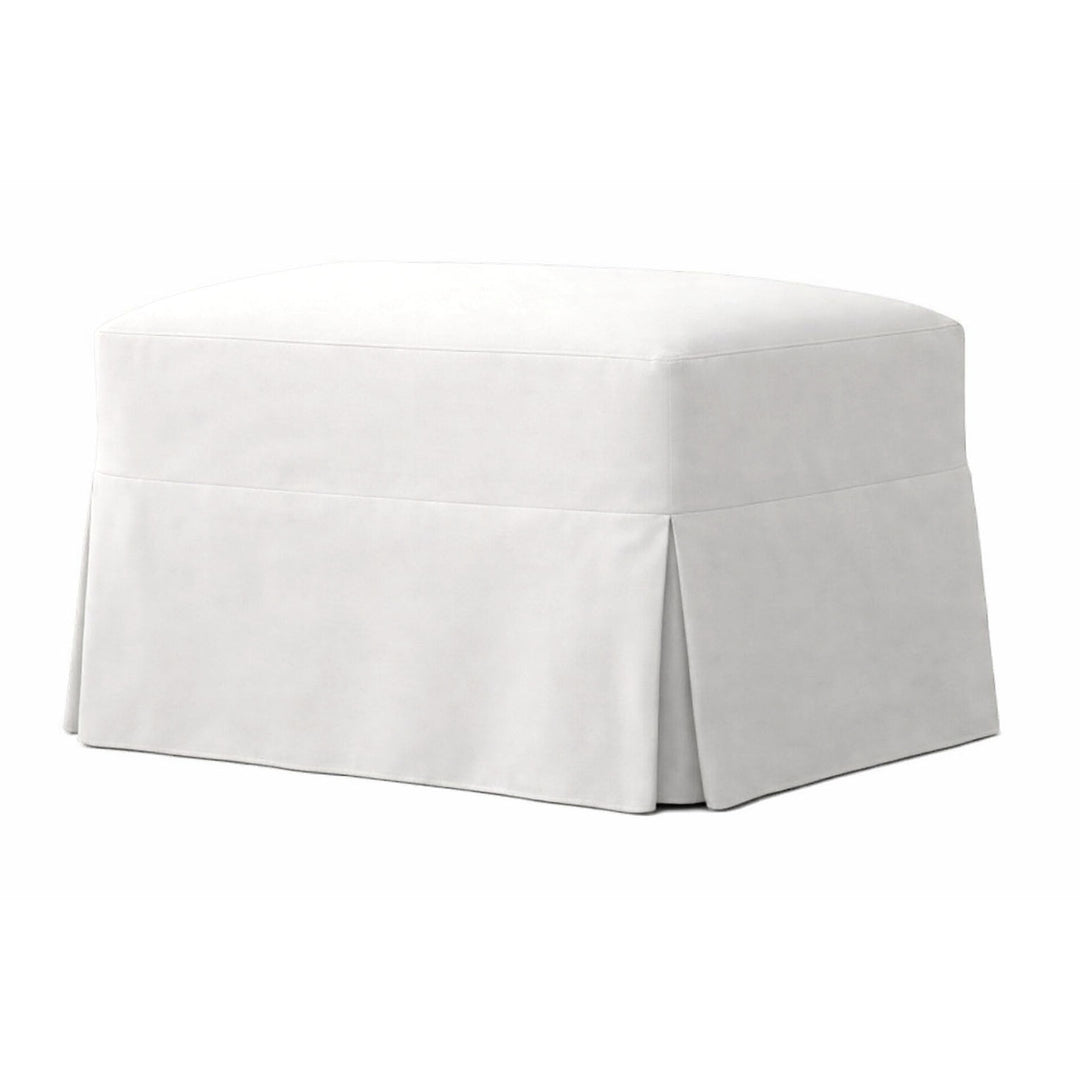 Classic White Canvas Custom Ottoman Slipcover
