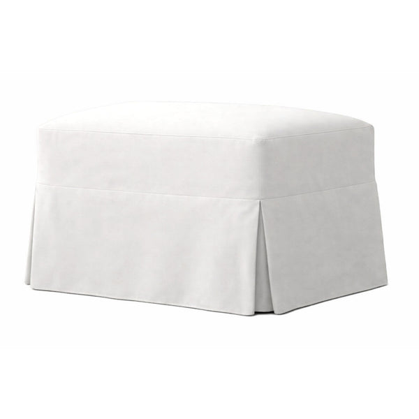 Classic White Canvas Custom Ottoman Slipcover