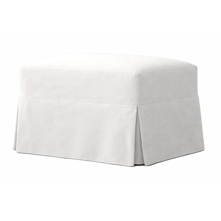 Classic White Canvas Custom Ottoman Slipcover