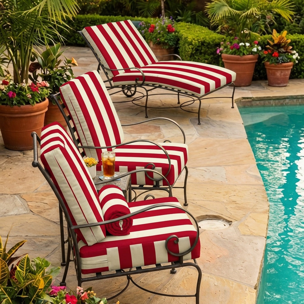 Retro Cabana Red &amp; White Stripe Outdoor Fabric &amp; Samples